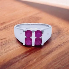 Ruby Round Cut Gemstone With 925 Sterling Silver Ring For Men's #A202 *