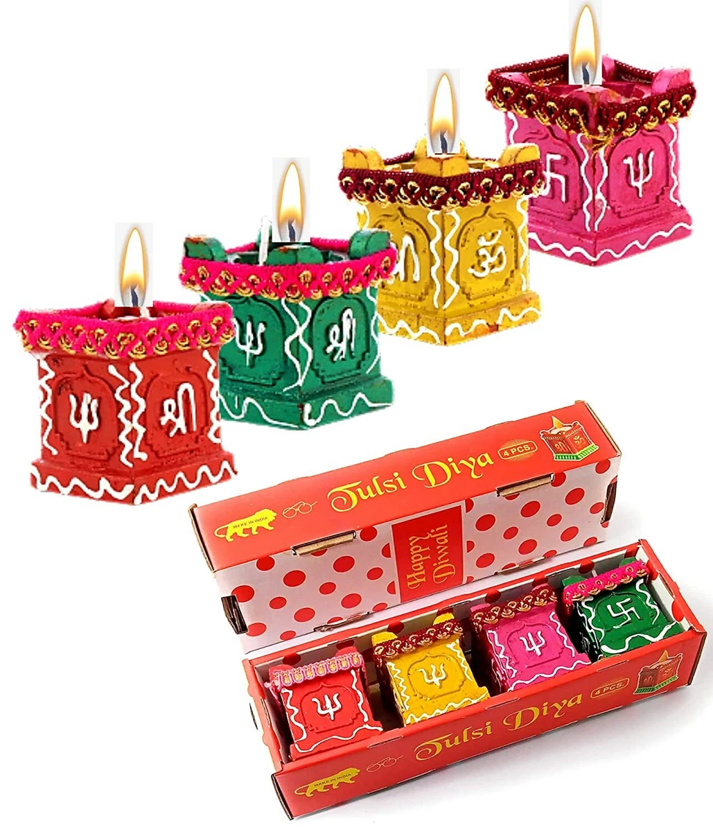 Tulsi Diya Diwali Decoration Item Gifts Terracotta Colourful ...