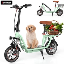 Electric Scooter With Seat & Basket 35KM Long Range 500W Adult Folding E-Scooter