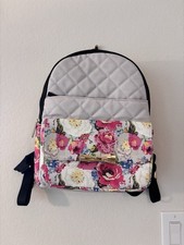 Betsey Johnson Floral Print Backpack Multicolor Zip Gold Hardware