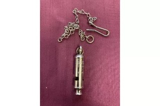 'THE METROPOLITAN' NICKEL POLICE WHISTLE by J.HUDSON & CO. BIRMINGHAM.