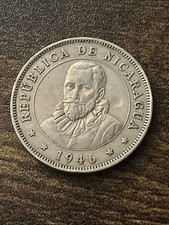 1946 Nicaragua 50 Fifty Centavos Beautiful Rare Actual Coin TB9778*
