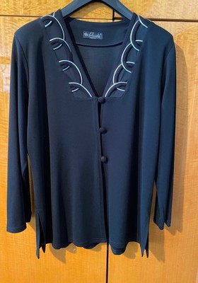 Exklusive Blusenjacke der französischen Marke FLUIDE Paris, schwarz, Gr. 46/48