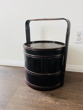 Antique Chinese Stacking food basket 19 Inches Tall