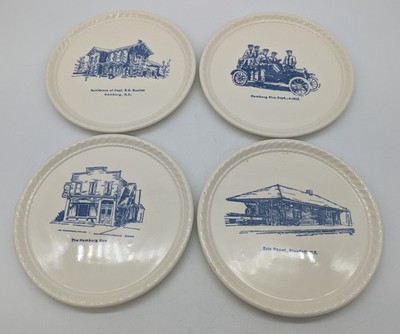 4 Vtg Hamburg NY Historical Plates Erie Depot Blasdell Sun Fire Dept Buxton