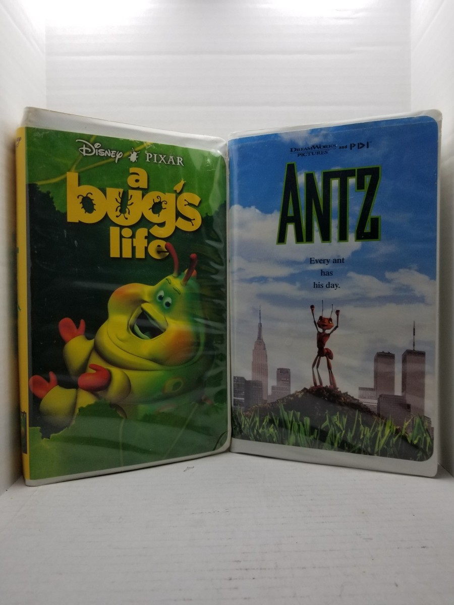 Disney's A Bug's Life & DreamWorks Antz VHS Movie Lot Clamshell