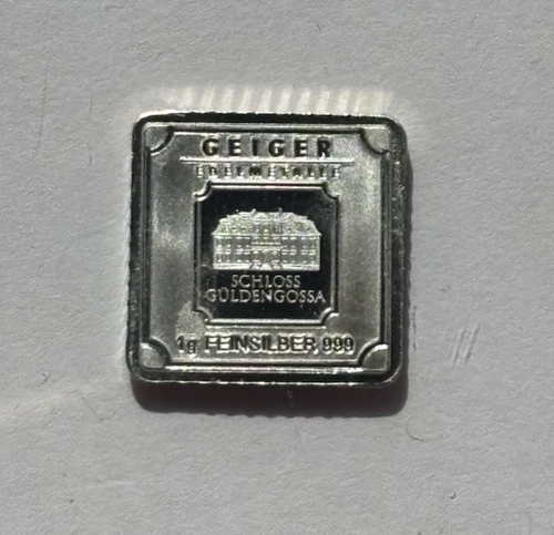 Geiger Edelmetalle 1 Gram .999 Silver Square Bar- Beautiful!