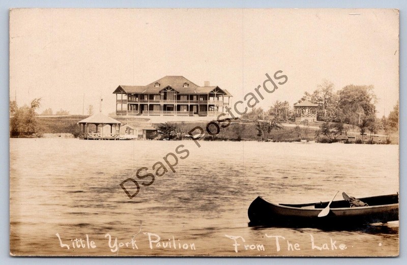 K64/ Little York Pavilion New York RPPC Postcard c1910 Canoe Lake 108