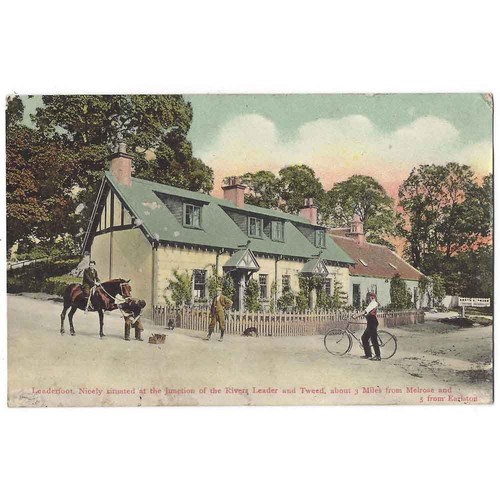 LEADERFOOT Village nr Melrose, Roxburghshire Postcard Postmark St Boswells 1907