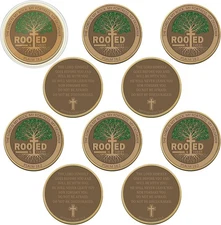 10 Pcs Rooted in Christ Coins Christian Religious Coin Bulk Pocket Prayer Token 