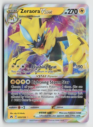 Pokemon TCG Zeraora VSTAR 055/159 Holo Ultra Rare Crown Zenith NM