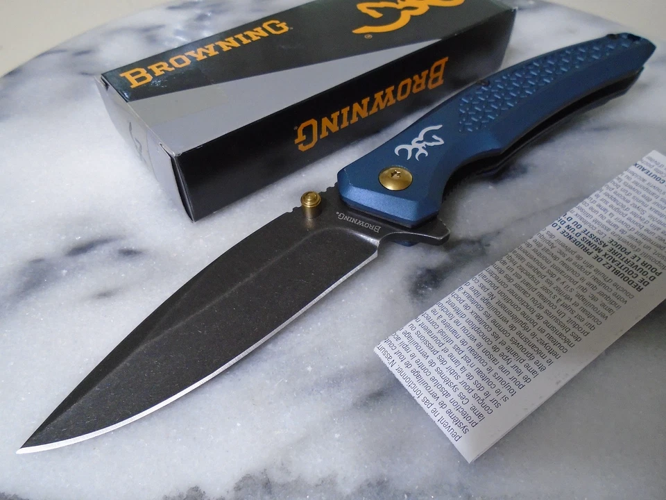 Navaja de Bolsillo Browning Rodamiento de Bolas Pivote BR0572B Carpeta Azul 7Cr17MoV Acero Nueva Foto 2 de 4