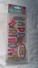 Rare Jolee's Happy Birthday Title Scrapbooking Stickers Girl Pink Cake Candles