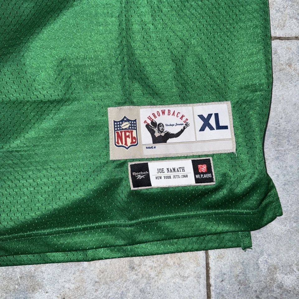 Винтажная футболка NFL Reebok Throwbacks 1968 New York Jets Joe Namath No12 размер XL - Изображение 2 из 4