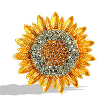 Sunflower Brooch Rhinestone Crystal Gold Yellow Flower Pin Jewelry Summer Gift