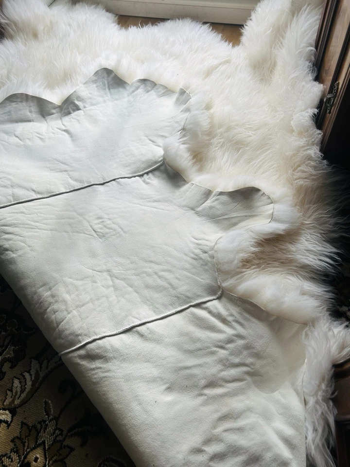 Schlaffell Fellteppich Schaffelldecke Bett Lammfell 6 er Kaminfell 200 X 165 cm - Bild 3 von 4