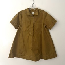 Maeve Anthropologie Jeannie Mini A Line Button Up Collared Dress Gold XS