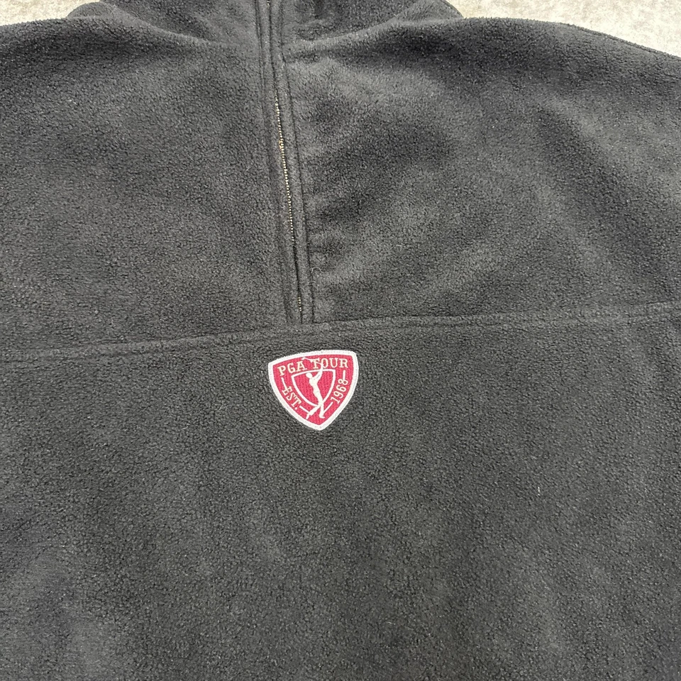 PGA 巡回赛套衫男式 XL 黑色抓绒 25 美分拉链合作伙伴俱乐部生活高尔夫 — 第 3/4 张图片