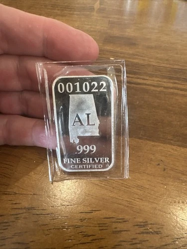 Alabama State Art Bar-Federated Mint 1/2 Troy oz .99 Fine Silver