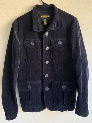 Ralph Lauren Rugby Blue Velvet Corduroy Jacket Cotton Size Small