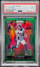 2020 Prizm GREEN REFRACTOR ~ KJ HAMLER RC Rookie Card PSA 9 MINT (Pop 10). rookie card picture