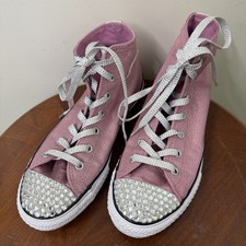 Pink Rhinestone Converse All Star Chuck Taylor Sneakers Shoes Size 4 Junior