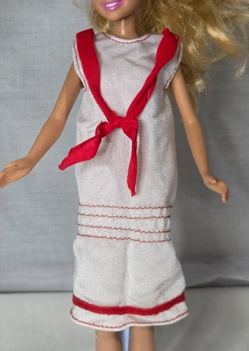 Vintage 1984 Genuine Barbie Fashion Fun #7902 White Sailor Dress Red Tie Mattel