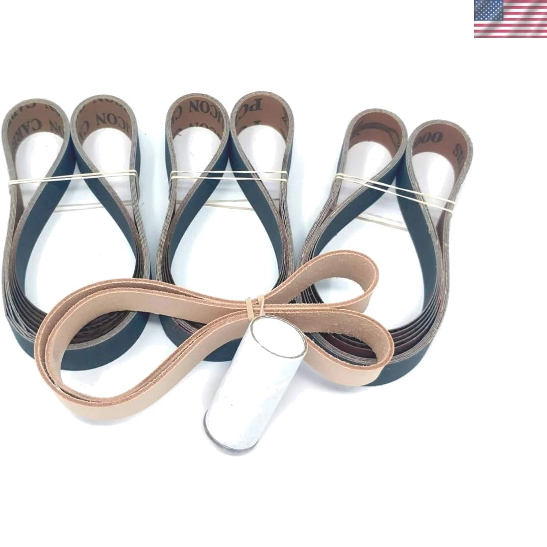 Complete 1X30 Knife Sharpening Belt Kit with Leather Strop and Buffing Compound