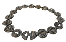 Vintage 90s Silver Tone Metal Filigree Circle Belt Size Small
