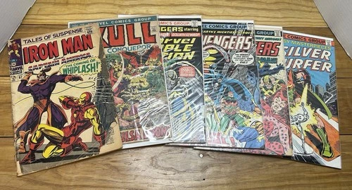 Vintage 1960-1970's Marvel Comic Book Lot - Kull Avengers Iron Man Silver Surfer