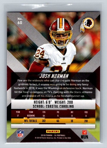 2018 Panini XR Blue Josh Norman 130/199 Washington Redskins #60 - Picture 2 of 2
