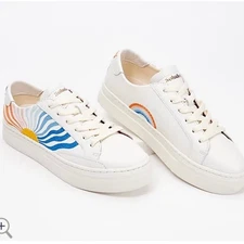 New Soludos hippie wave Ibiza platform sneaker leather white size 5.5