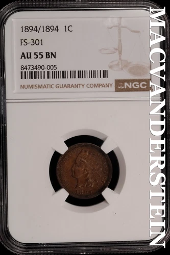 1894/1894 Indian Head Cent - FS-301 NGC AU 55 BN - Scarce  No Reserve  #SLi425
