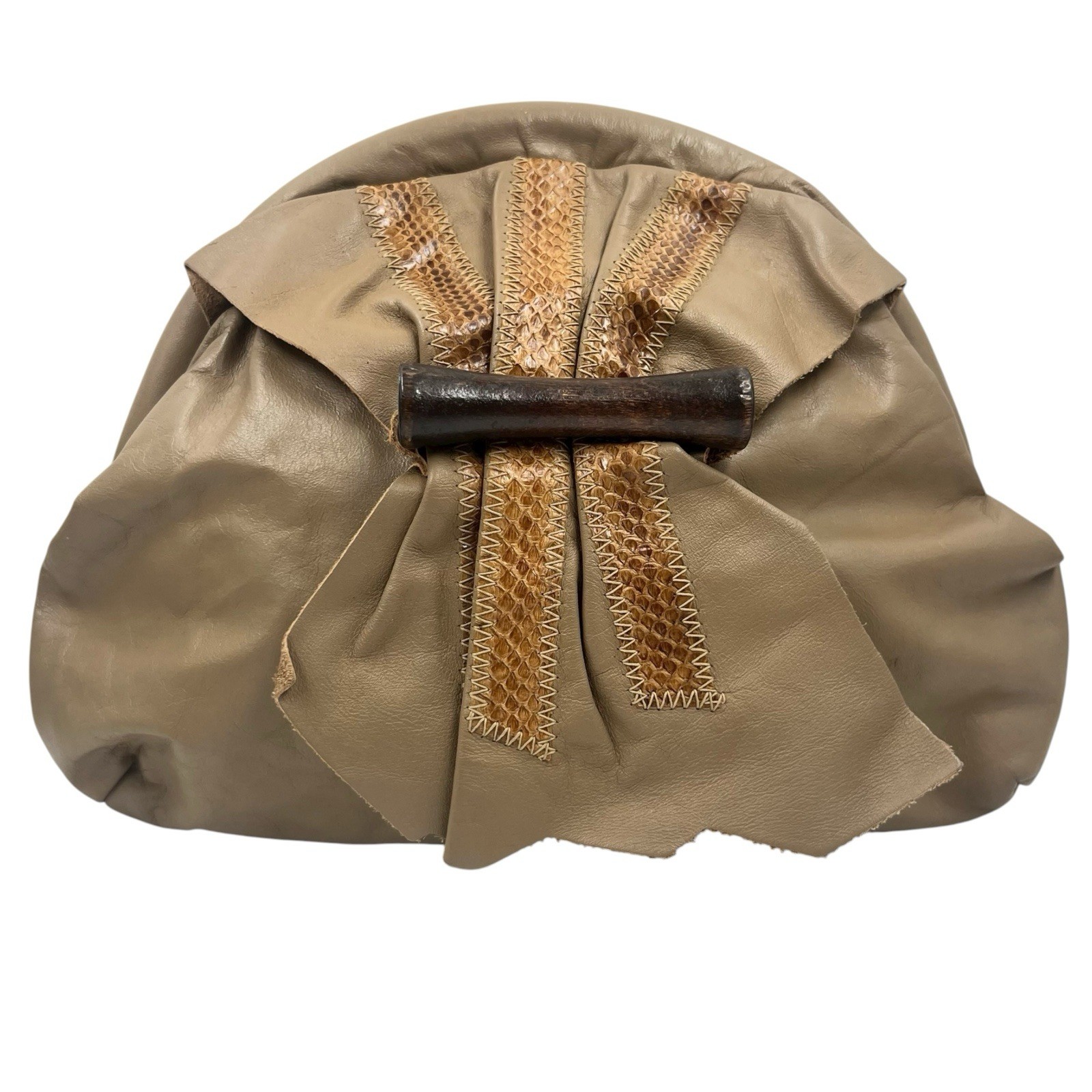 VINTAGE BEIGE PATCHWORK PURSE LEATHER SNAKESKIN C… - image 1