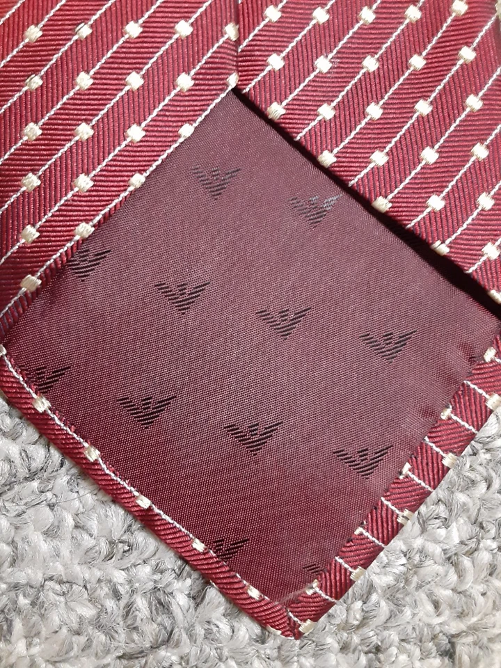 Emporio Armani Red With Gold Squares Tie - Image 4 of 4