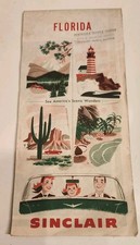 VINTAGE 1950s SINCLAIR GAS ROAD MAP COLOR FLORIDA  DAYTONA BEACH 1955