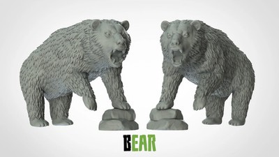 Bear with Stone - Animals - 3D IP Studios - Terrain Wargaming D&D DnD 28mm 32mm 