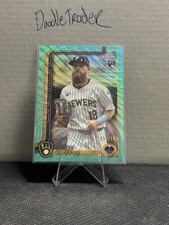 2025 Topps Chrome Update Drew Avans RC Aqua Wave Refractor /199 Brewers