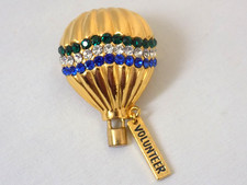 Spilla volontaria mongolfiera vintage multicolore pavè strass