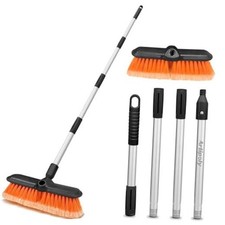 62" Car Wash Brush with Extension Pole, Car Wash 10  10" brush 65" pole Orange