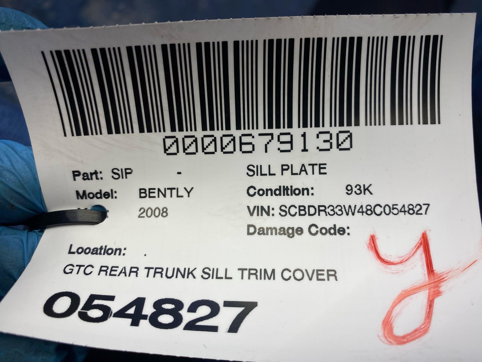2006-2013 BENTLEY CONTINENTAL GTC REAR TRUNK SILL TRIM COVER PANEL *SCRATCHES*
