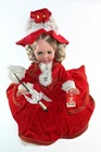 Vintage FURGA VINYL BLONDE DOLL Original Red Dress w/Hoop & Bonnet - 15" ITALY