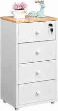 HollyHOME Mobile File Cabinets,Lockable 4-Drawer Filing Cabinet,Under Desk Meta