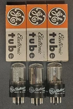 GE 6SN7 GTB 1960s WHITE LABEL CHROME SIDED HALO MATCHED TRIPLET SET of THREE (3)