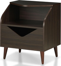 Tavolo moderno fine 20" con ripiano e cassetto - finitura legno marrone wengé