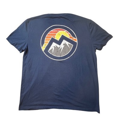 Magellan Outdoors T-Shirt Mens XL Navy Blue Mountain Graphic Short Sleeve Crew