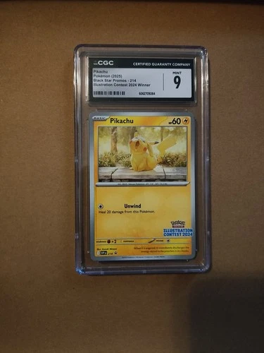 Pikachu Illustration Contest 2024 Winner Promo 214 NM CGC 9 Pokemon 🔥
