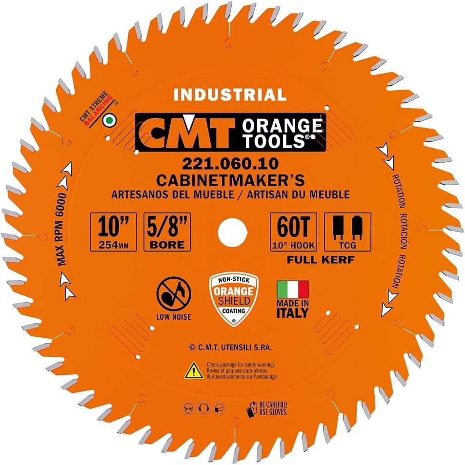 CMT 221.060.10 Industrial Cabinetshop Saw Blades 10-Inch x 60 Teeth TCG Grind