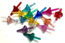 SMALL ASTRO ROCKET BULBS 5 VTG MIXIE GLO GLITTER LIGHTS Ceramic Christmas Tree