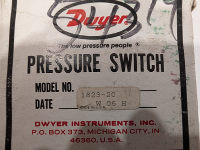 #ad Dwyer 1823 20 Series 1800 Low Differential Pressure Switch $40.00